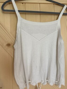 bohme White Knit Camisole Tank with Drawstring Hem